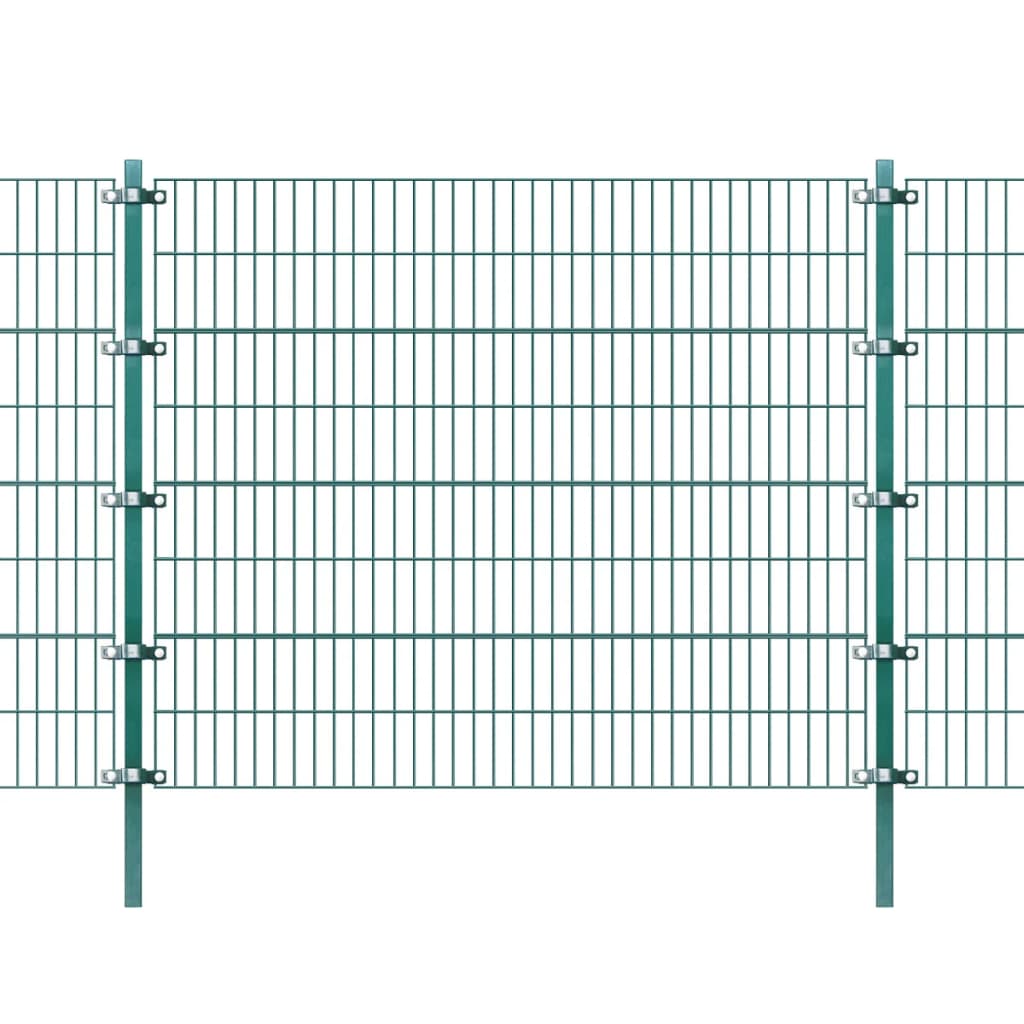 vidaXL Panou gard cu stâlpi, verde 6x1,6 m, fier vopsit electrostatic