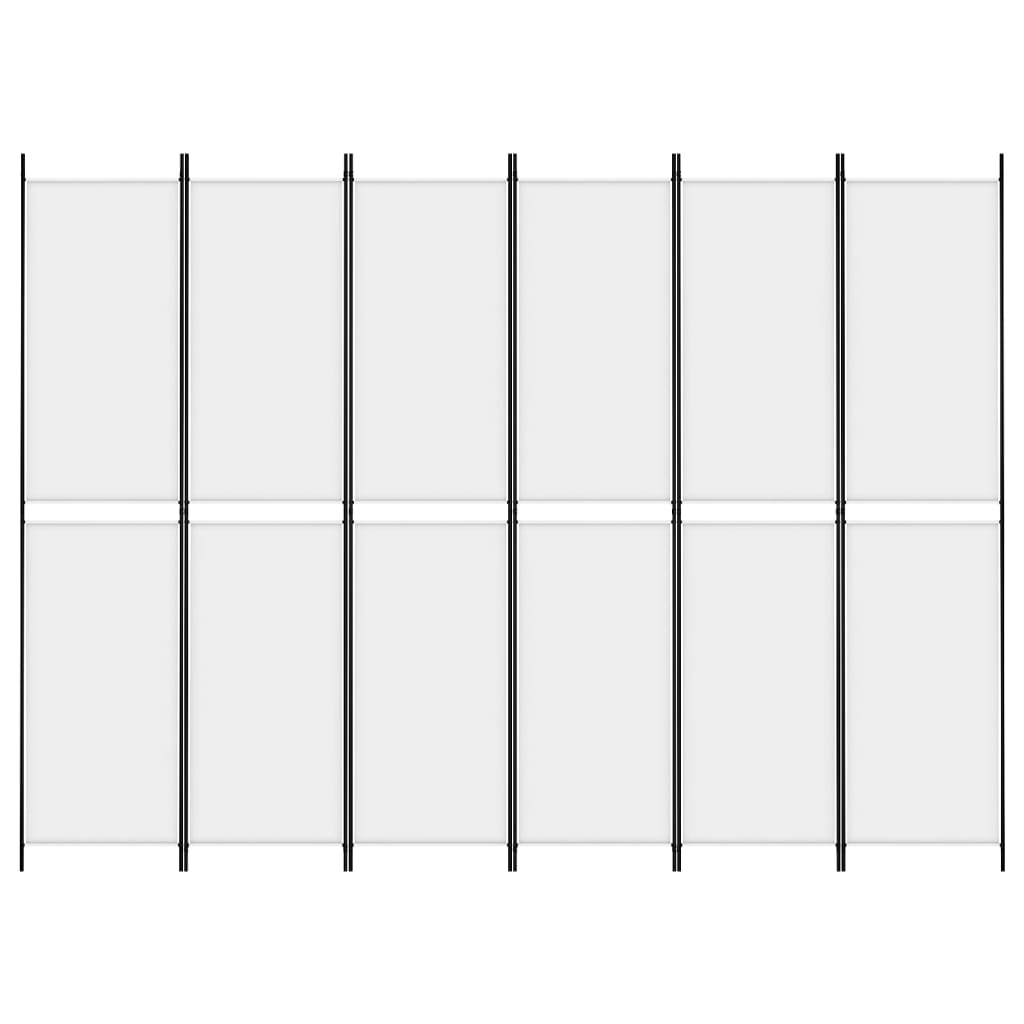 vidaXL Paravan de cameră cu 6 panouri, alb, 300x220 cm, textil