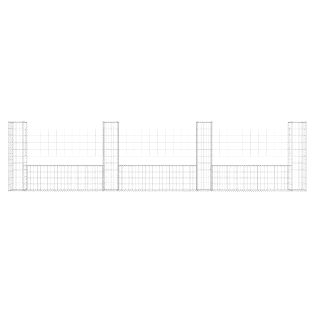 vidaXL Coș gabion în formă de U cu 4 stâlpi, 380x20x100 cm, fier