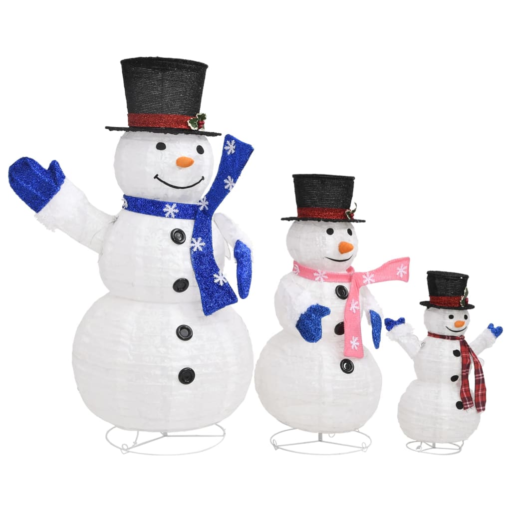 vidaXL Decorațiune familie oameni zăpadă LED de Crăciun, țesătură lux