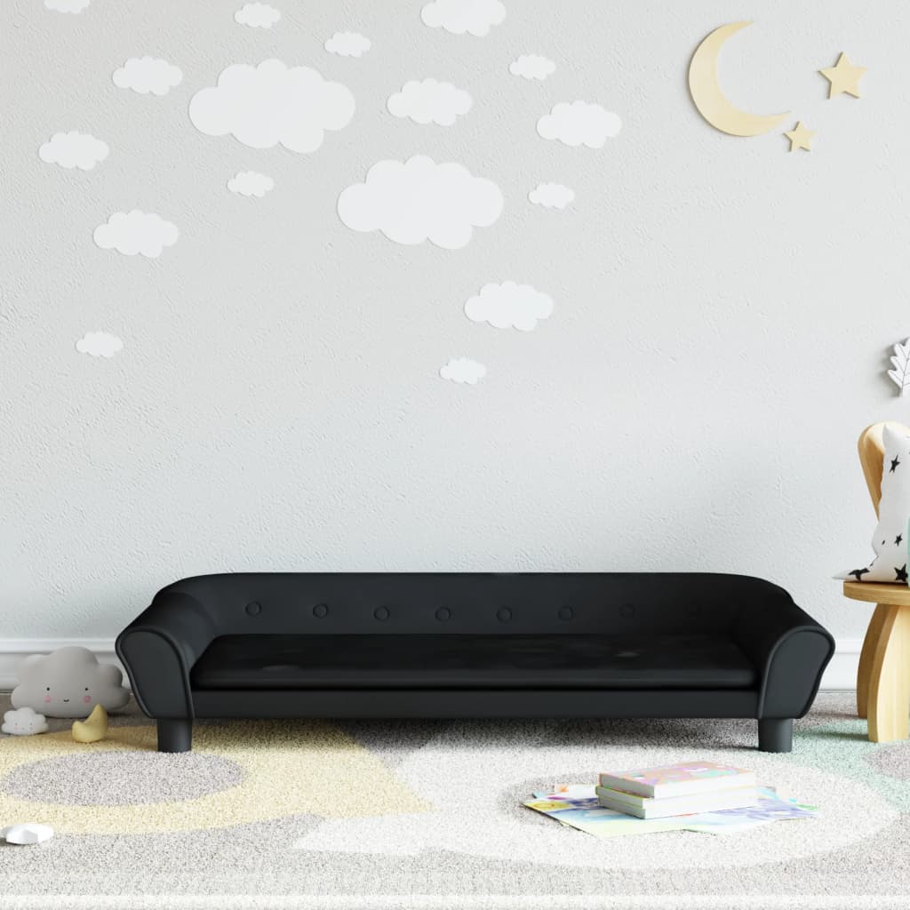 vidaXL Canapea pentru copii, negru, 100x50x26 cm, catifea