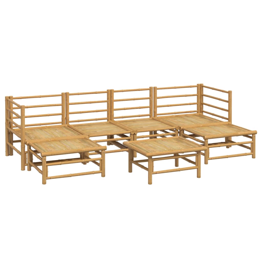 vidaXL Set mobilier de grădină cu perne gri deschis, 7 piese, bambus
