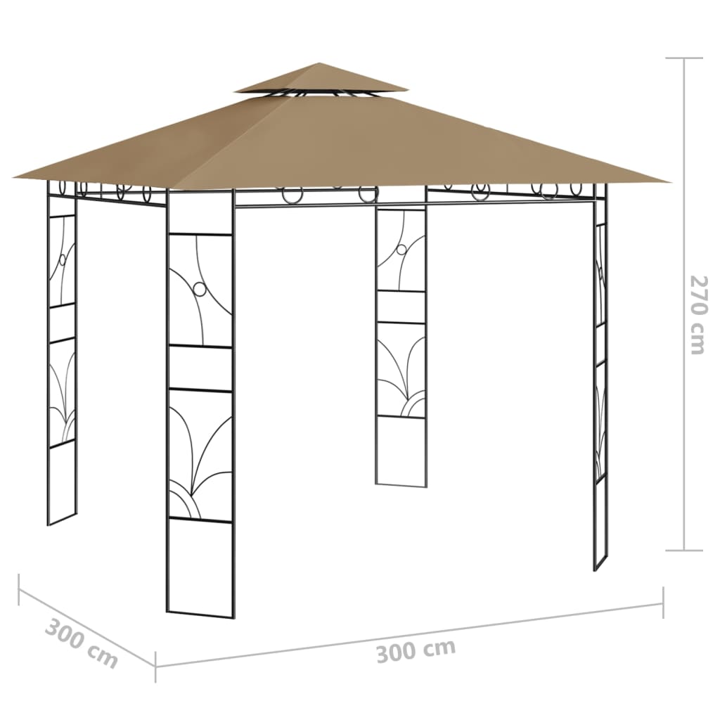 vidaXL Pavilion, gri taupe, 3x3x2,7 m, 160 g/m²