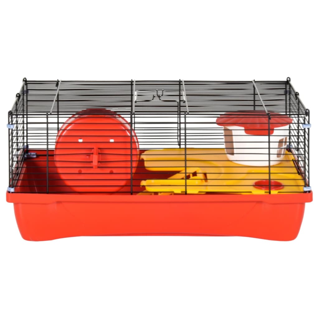 vidaXL Cușcă de hamsteri, roșu, 58x32x36 cm, polipropilenă și metal