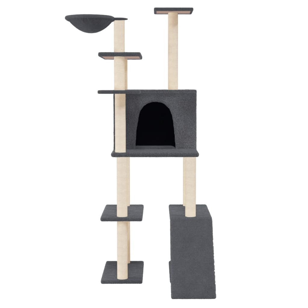 vidaXL Ansamblu de pisici, stâlpi din funie sisal, gri închis, 166 cm