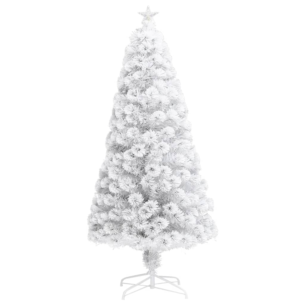 vidaXL Brad de Crăciun artificial pre-iluminat alb 120 cm fibră optică