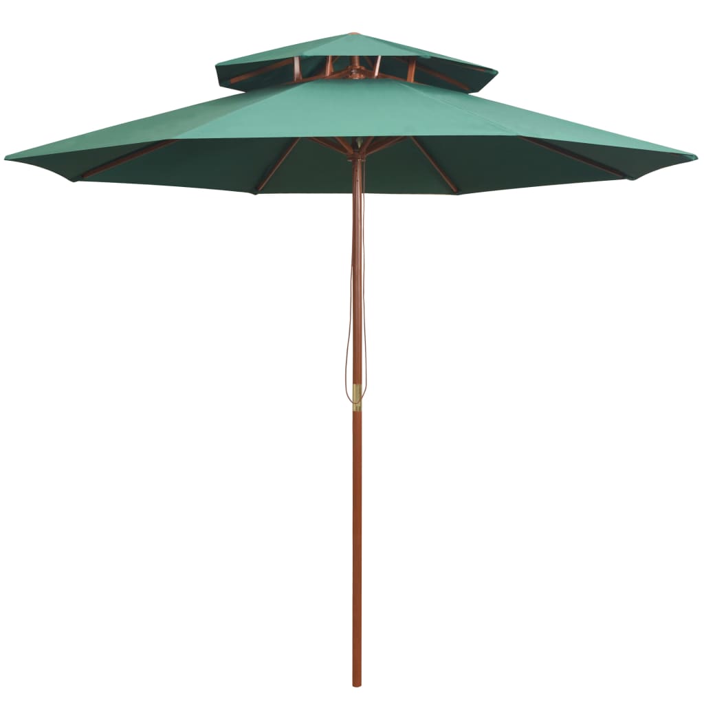 vidaXL Umbrelă de soare dublă, 270x270 cm, stâlp de lemn, verde