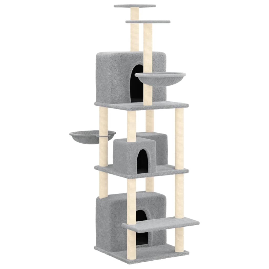 vidaXL Ansamblu de pisici, stâlpi din funie sisal, gri deschis, 180 cm