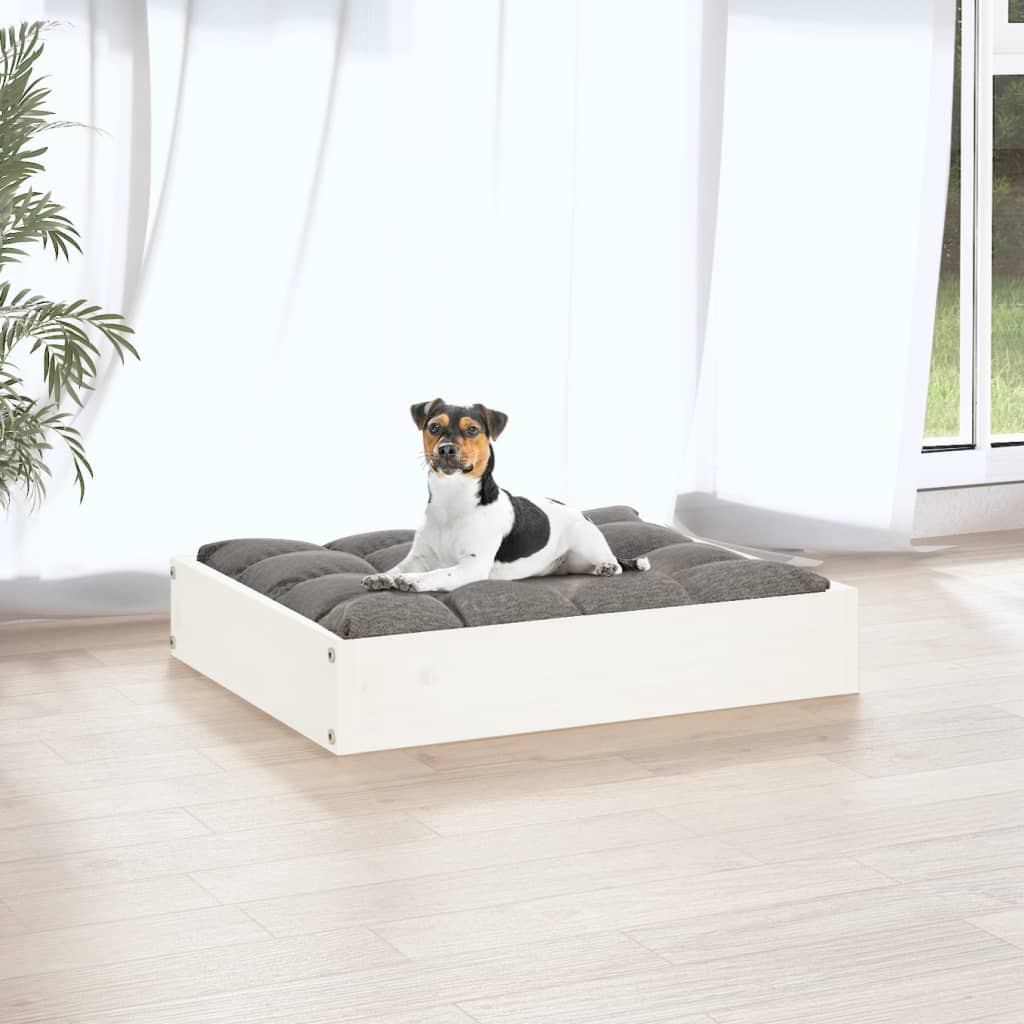 vidaXL Pat pentru câini, alb, 51,5x44x9 cm, lemn masiv de pin