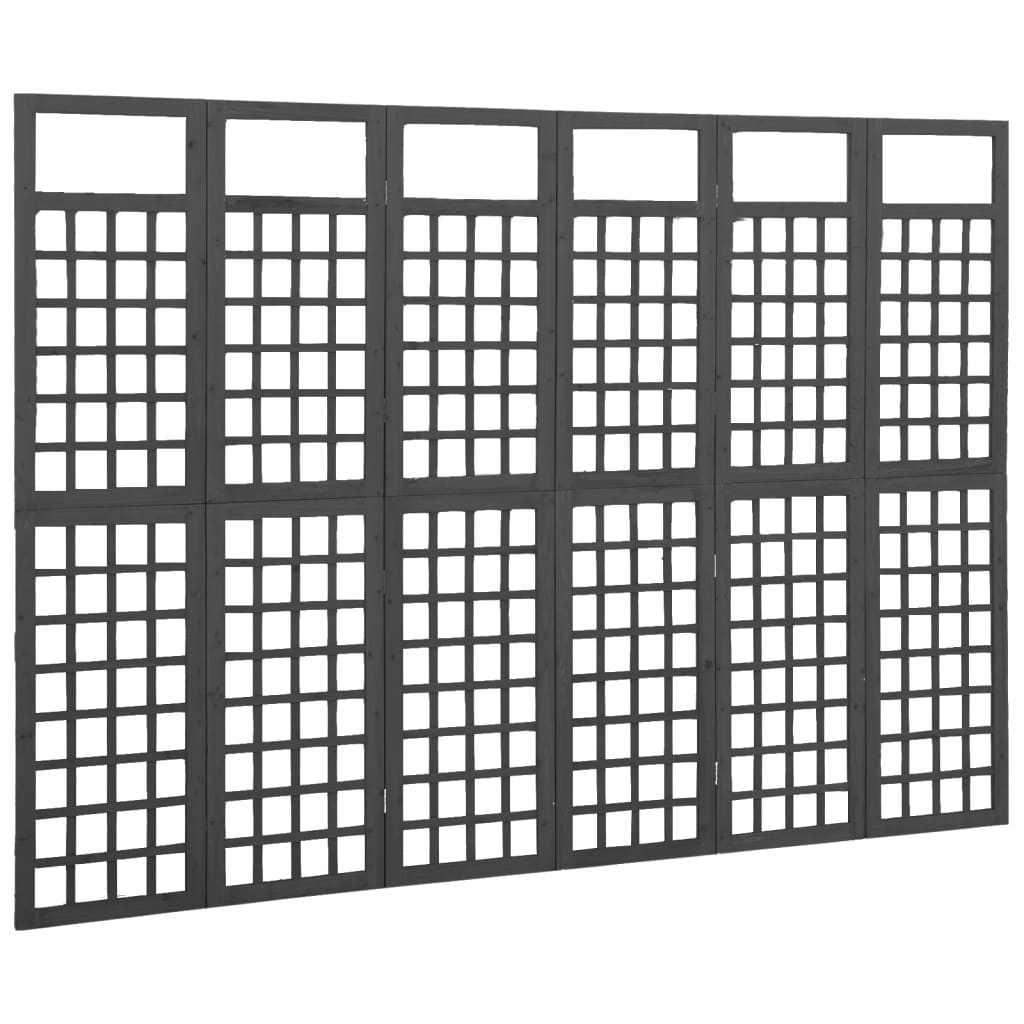 vidaXL Separator cameră 6 panouri negru 242,5x180 cm nuiele/lemn brad