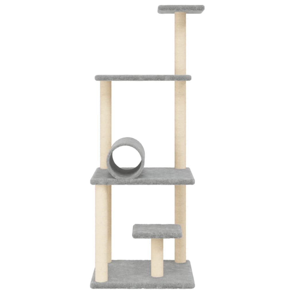 vidaXL Ansamblu pisici, stâlpi din funie sisal, gri deschis, 136 cm