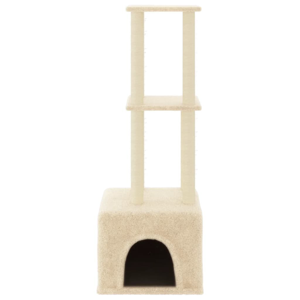 vidaXL Ansamblu de pisici cu stâlpi din funie de sisal, crem, 133,5 cm