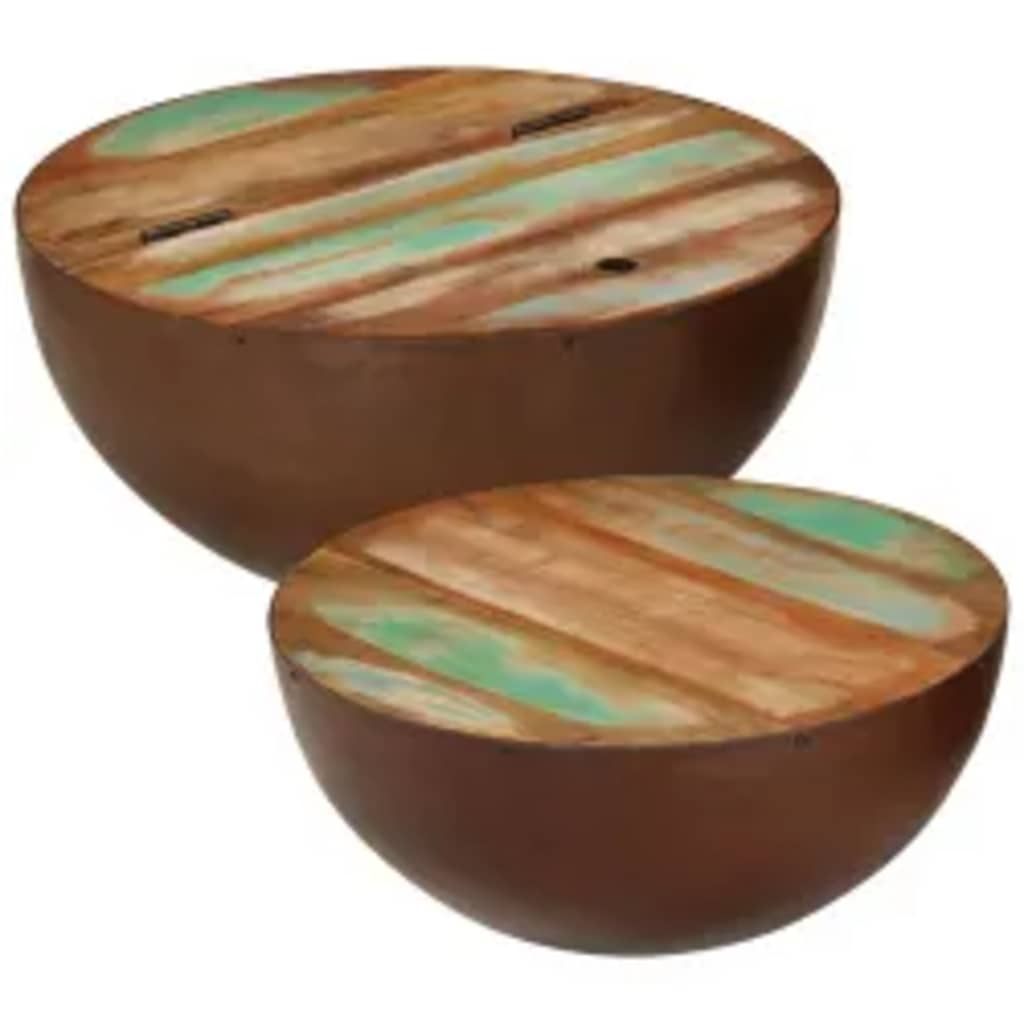 vidaXL Set măsuță de cafea în formă de bol 2 piese lemn masiv reciclat