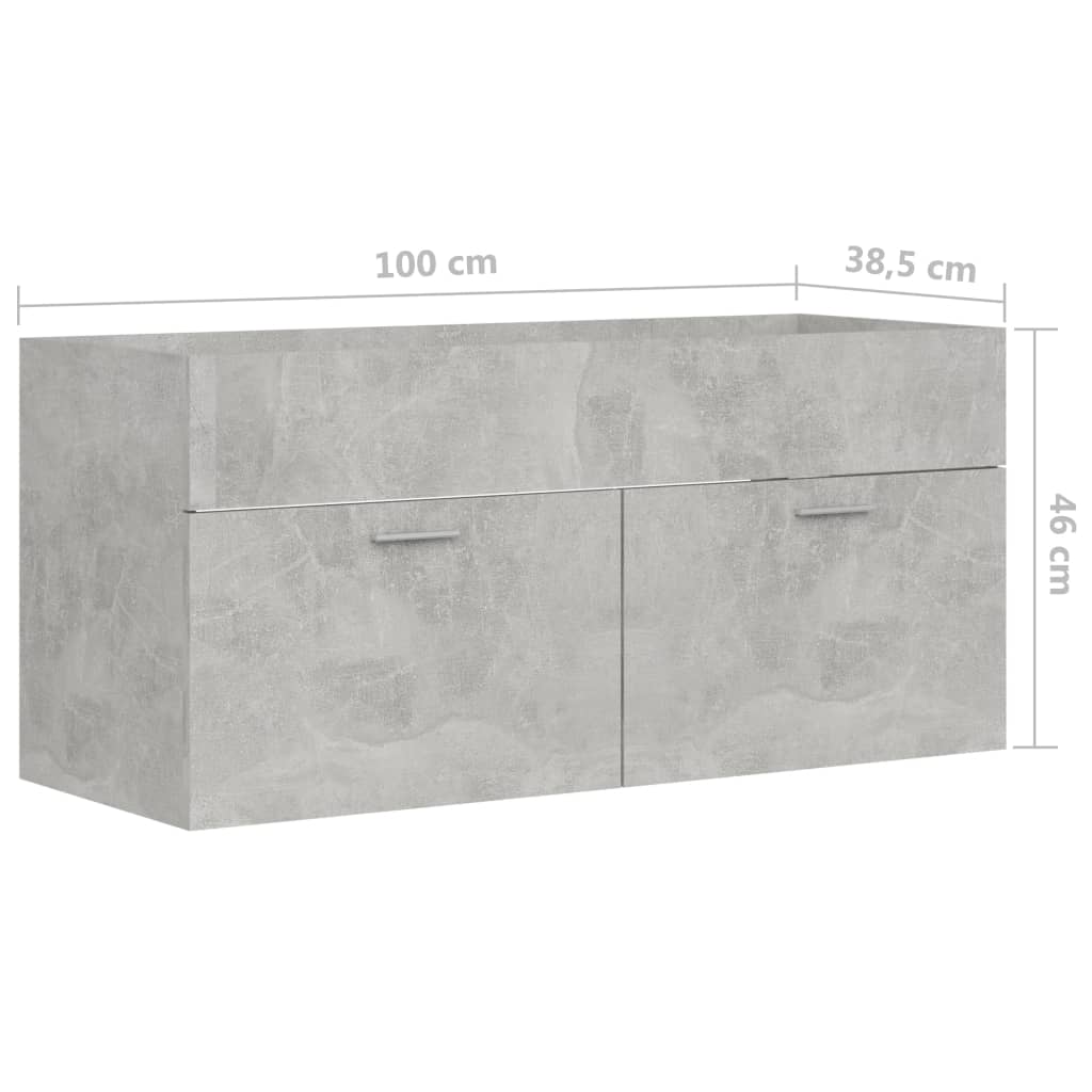 vidaXL Dulap de chiuvetă, gri beton, 100x38,5x46 cm, PAL