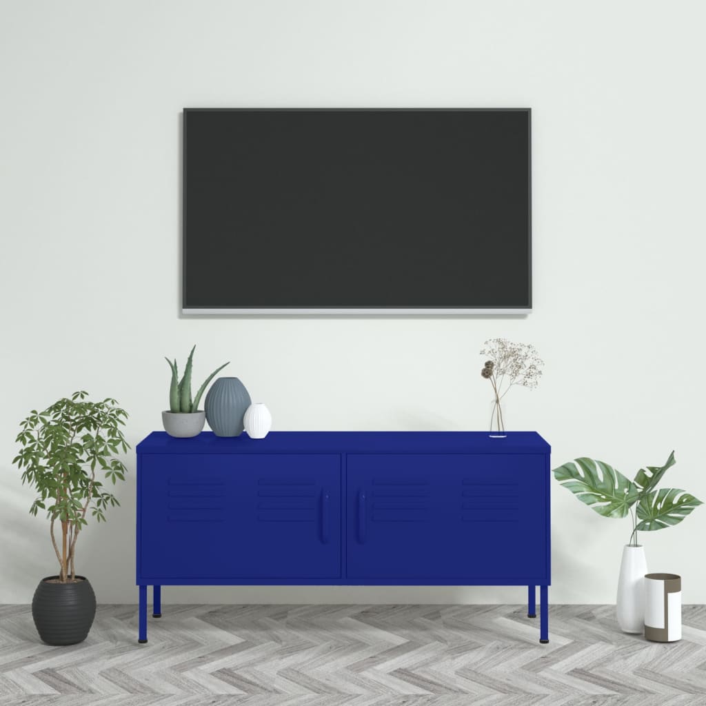 vidaXL Comodă TV, bleumarin, 105x35x50 cm, oțel
