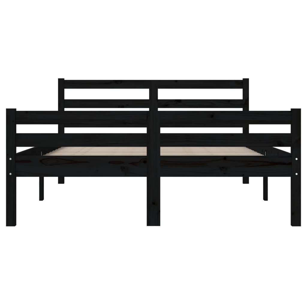 vidaXL Cadru de pat mic dublu, negru, 120x190 cm, lemn masiv