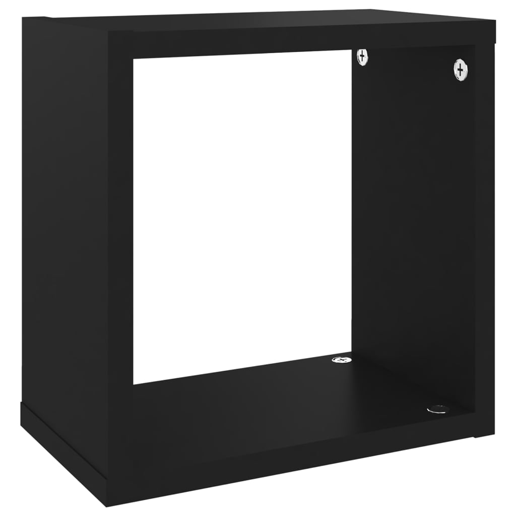 vidaXL Rafturi de perete cub, 2 buc., negru, 26x15x26 cm