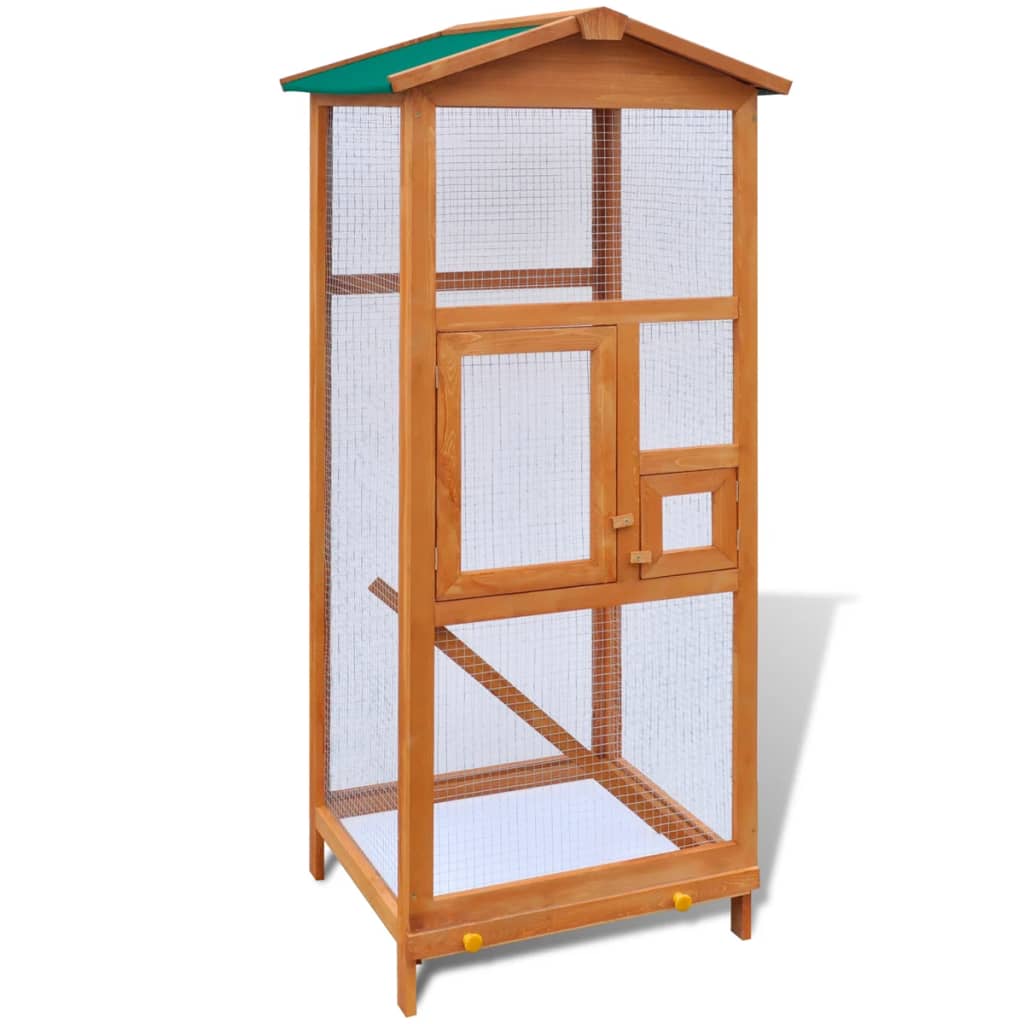 vidaXL Cușcă de exterior păsări adăpost animale mici, cu 2 uși, lemn