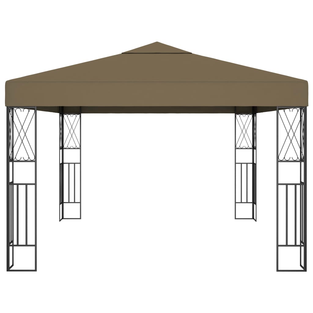 vidaXL Pavilion cu șiruri de lumini LED, gri taupe, 3x4 m, țesătură