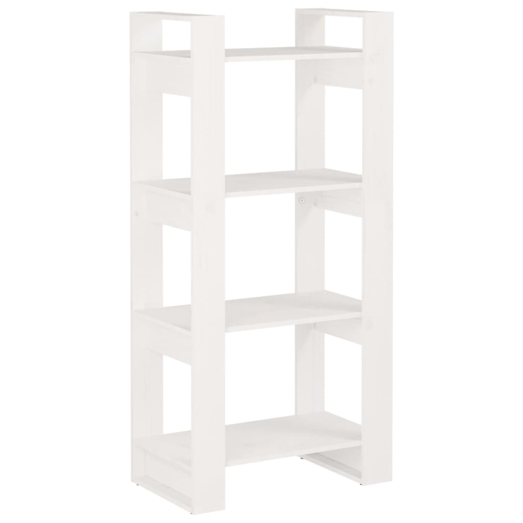 vidaXL Bibliotecă/Separator cameră,alb, 60x35x125 cm, lemn masiv pin