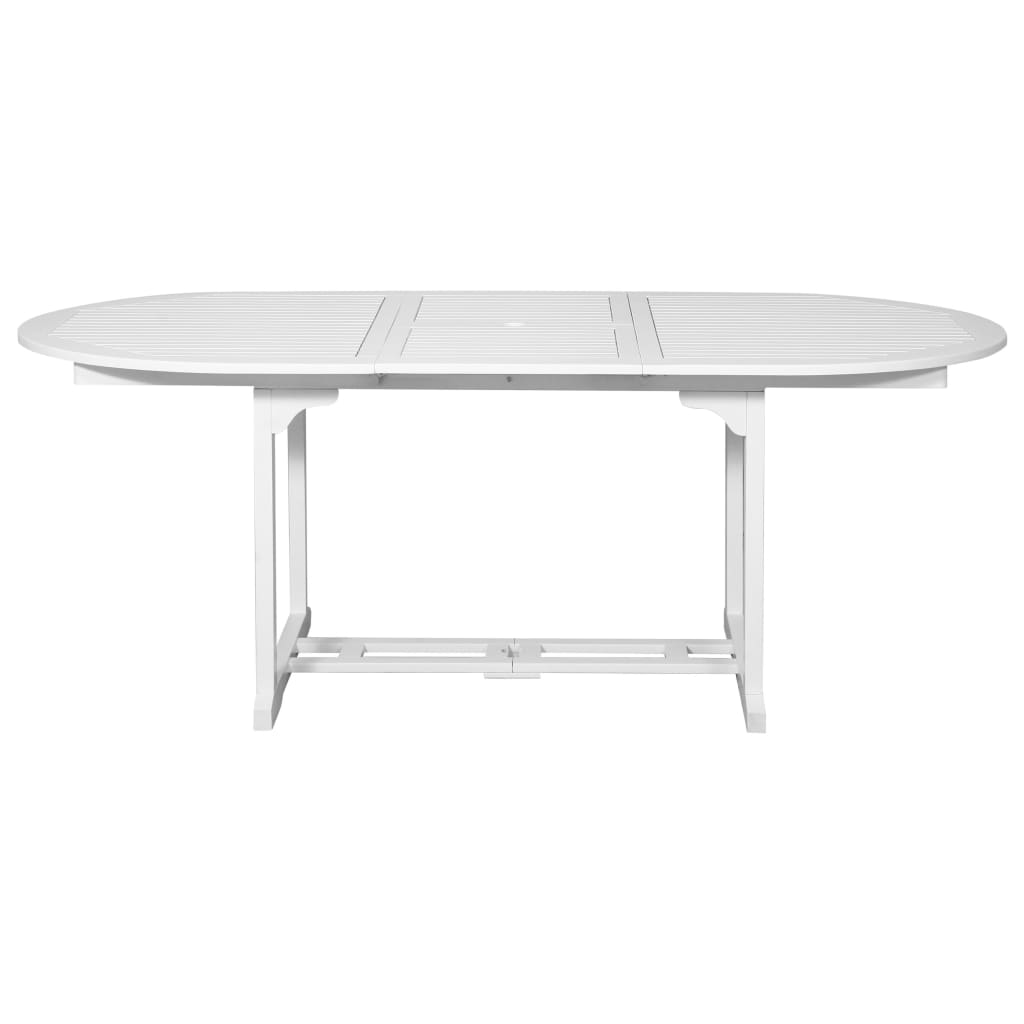 vidaXL Set mobilier de exterior, masă extensibilă, 7 piese, alb, lemn
