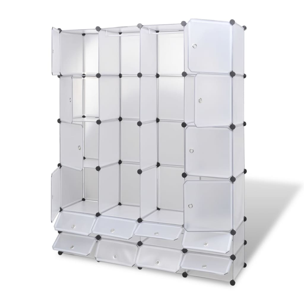 vidaXL Dulap modular cu 18 compartimente alb 37 x 146 x 180,5 cm