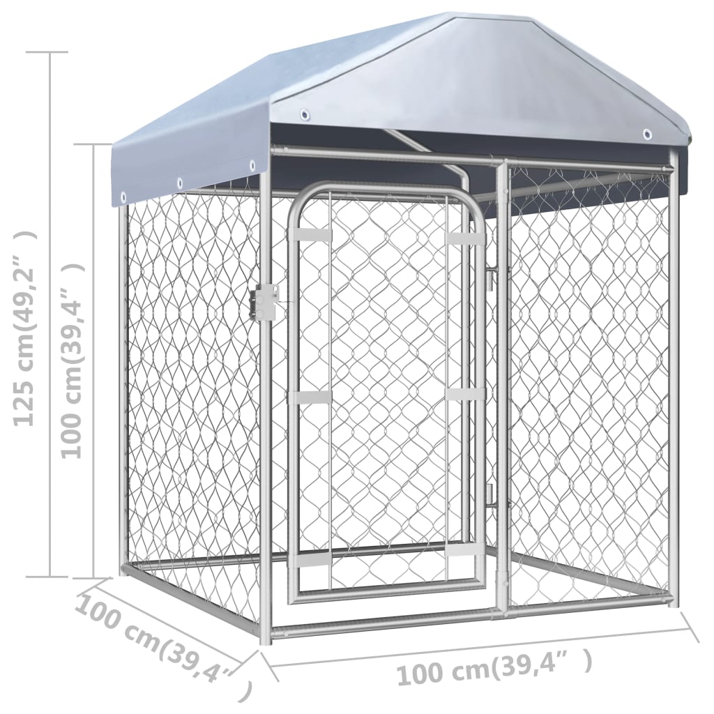 vidaXL Padoc pentru câini de exterior, cu acoperiș, 100 x 100 x 125 cm