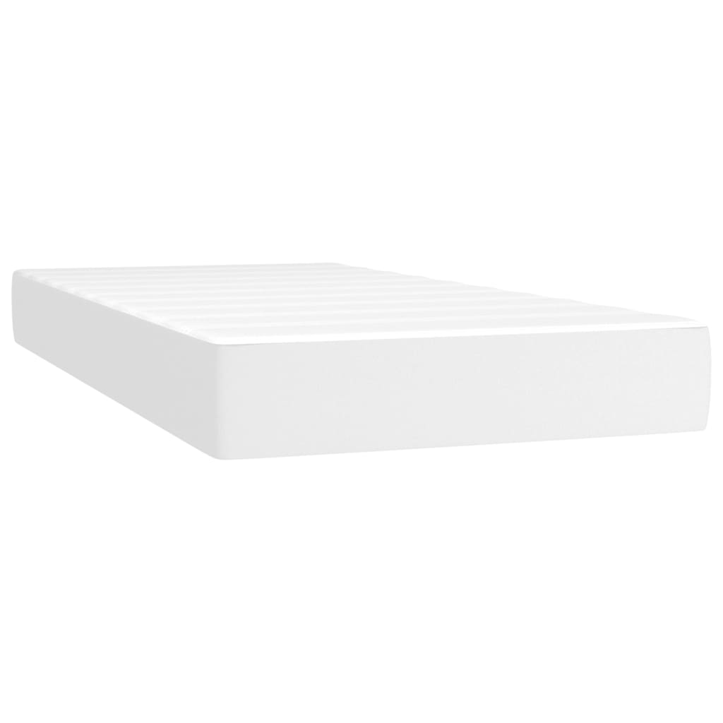 vidaXL Pat box spring cu saltea și LED, alb, 120x190 cm, piele eco