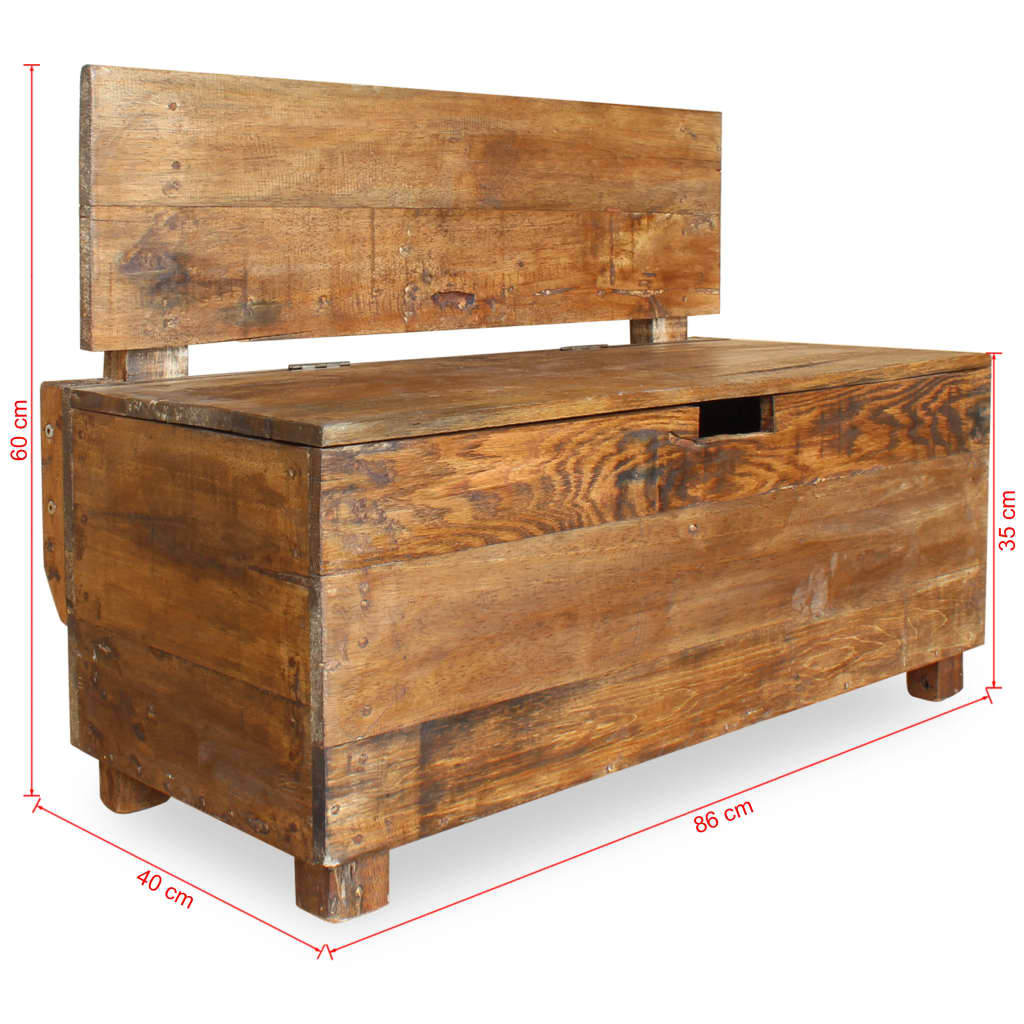 vidaXL Bancă din lemn reciclat de esență tare, 86 x 40 x 60 cm