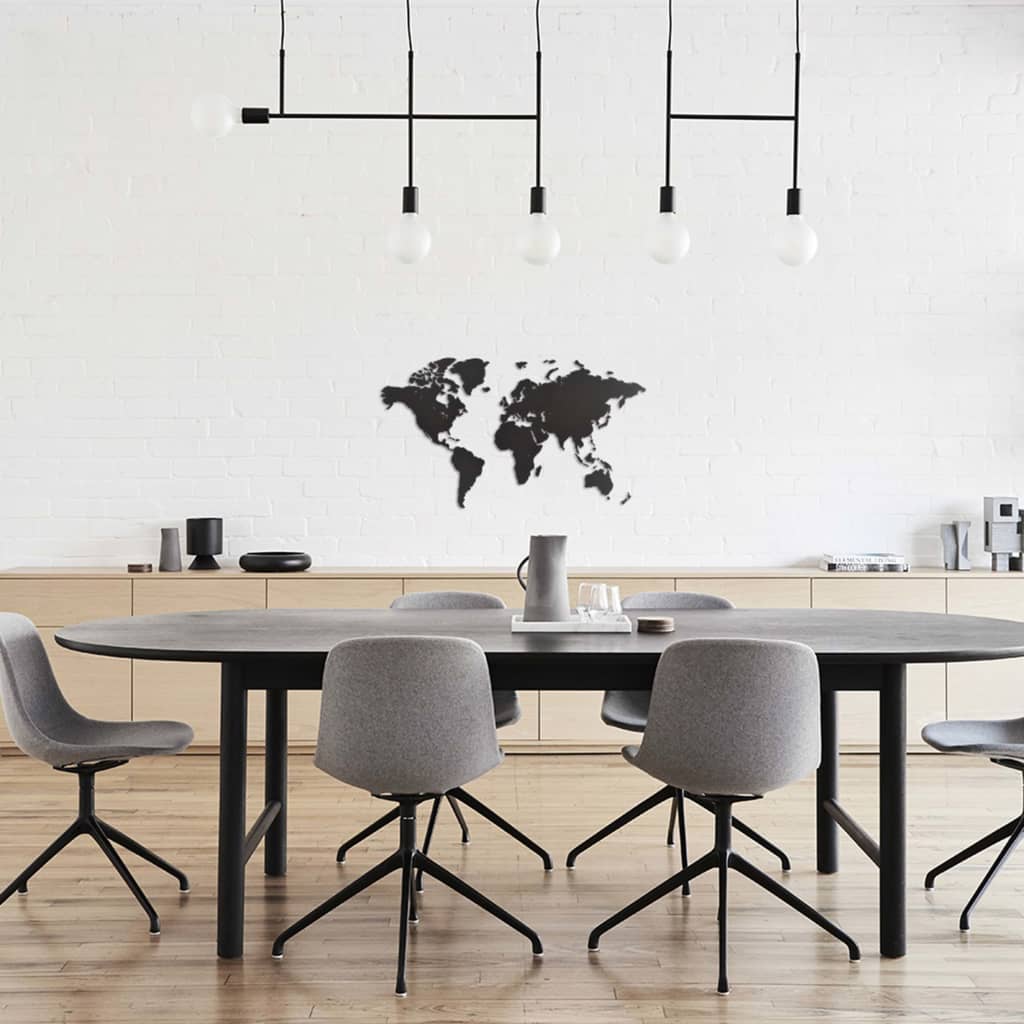 MiMi Innovations Decor perete harta lumii Luxury negru 90x54 cm lemn