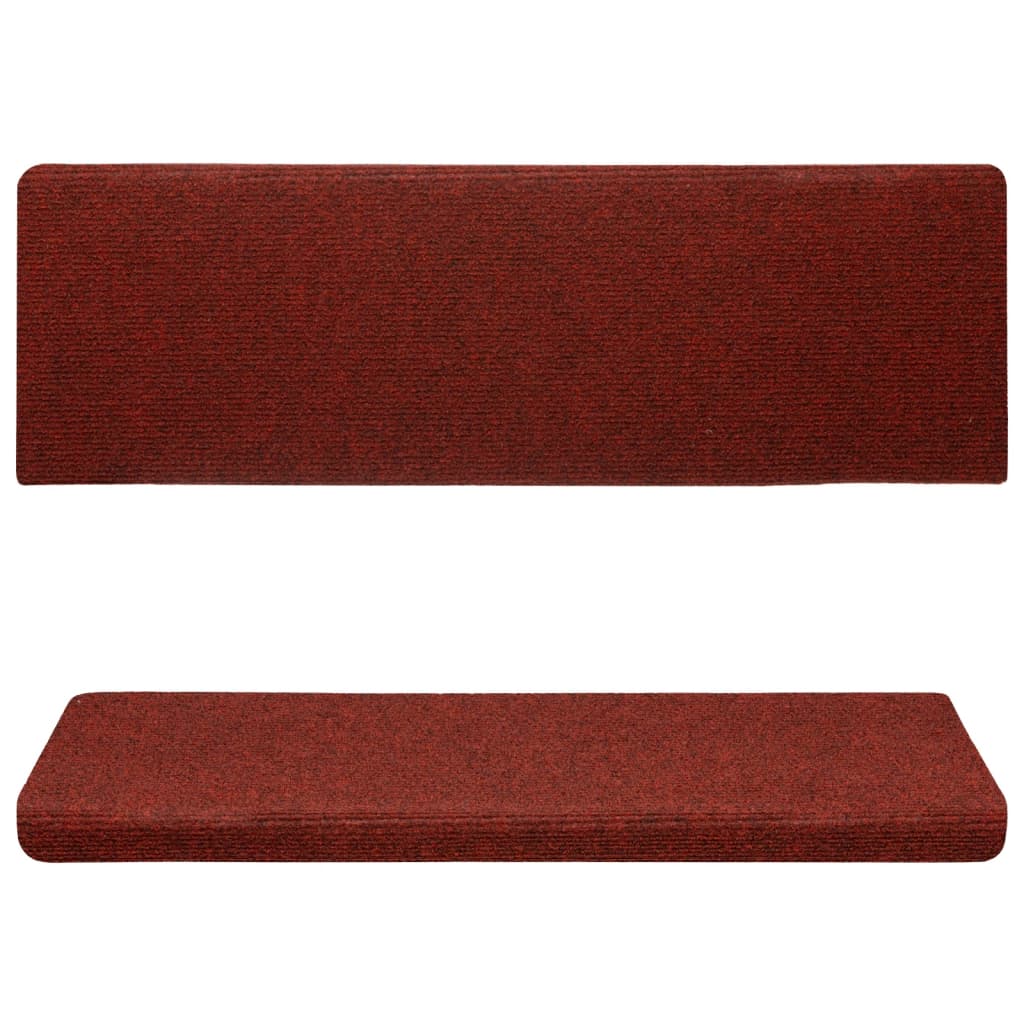 vidaXL Covorașe de scări cusătură punch, 15 buc., roșu, 65x21x4 cm