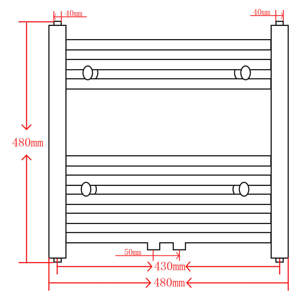 Radiator port-prosop încălzire centrală baie, curbat, negru 480x480 mm