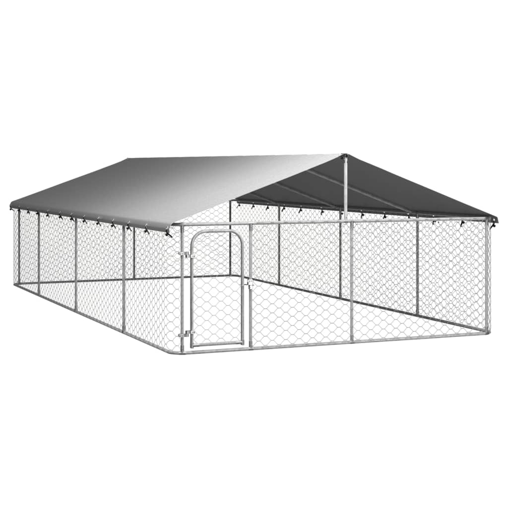 vidaXL Padoc pentru câini de exterior, cu acoperiș, 600x300x150 cm
