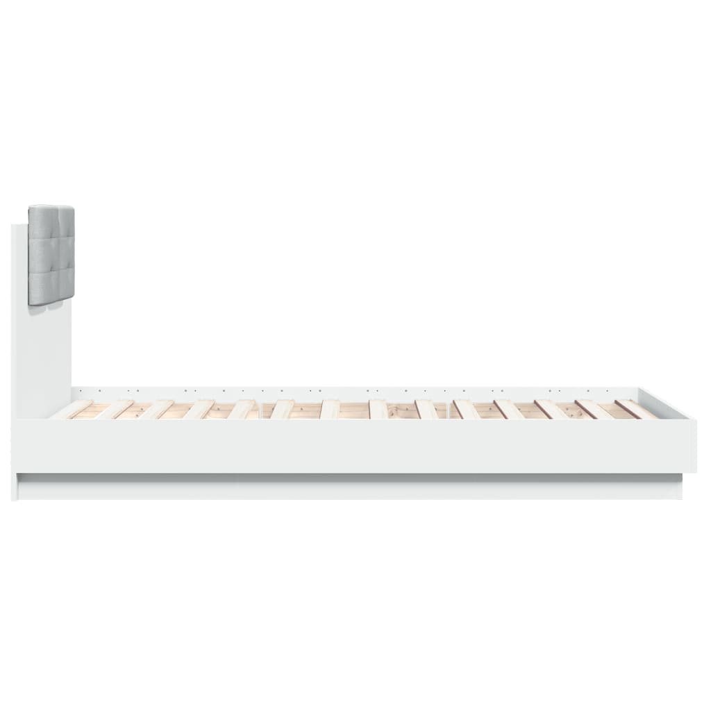 vidaXL Cadru de pat cu tăblie, alb, 75x190 cm, lemn prelucrat