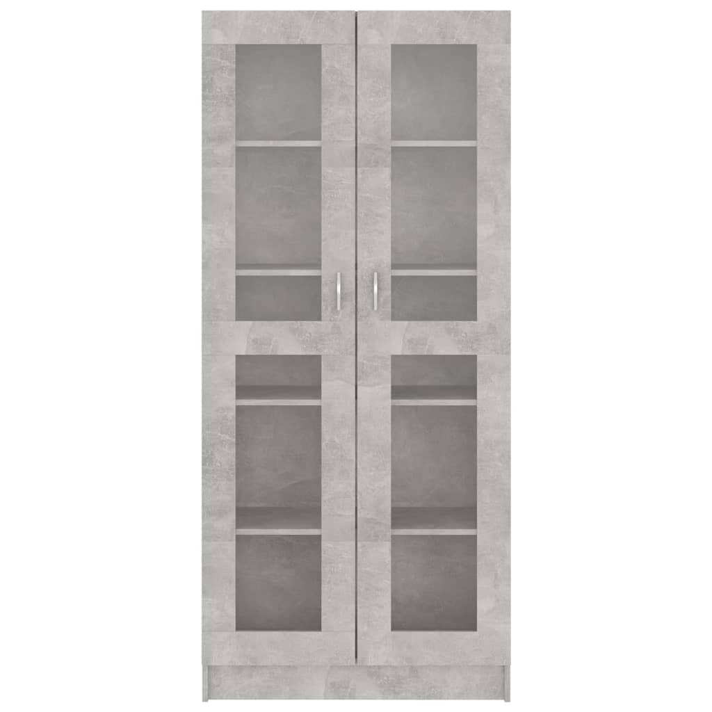 vidaXL Dulap cu vitrină, gri beton, 82,5 x 30,5 x 185,5 cm, PAL