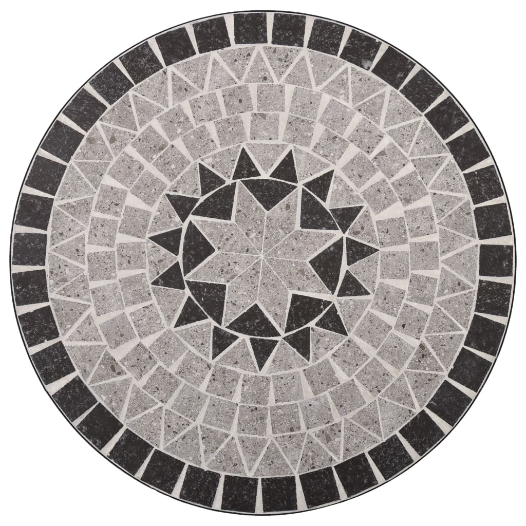 vidaXL Masă de bistro mozaic, gri, 61 cm, ceramică