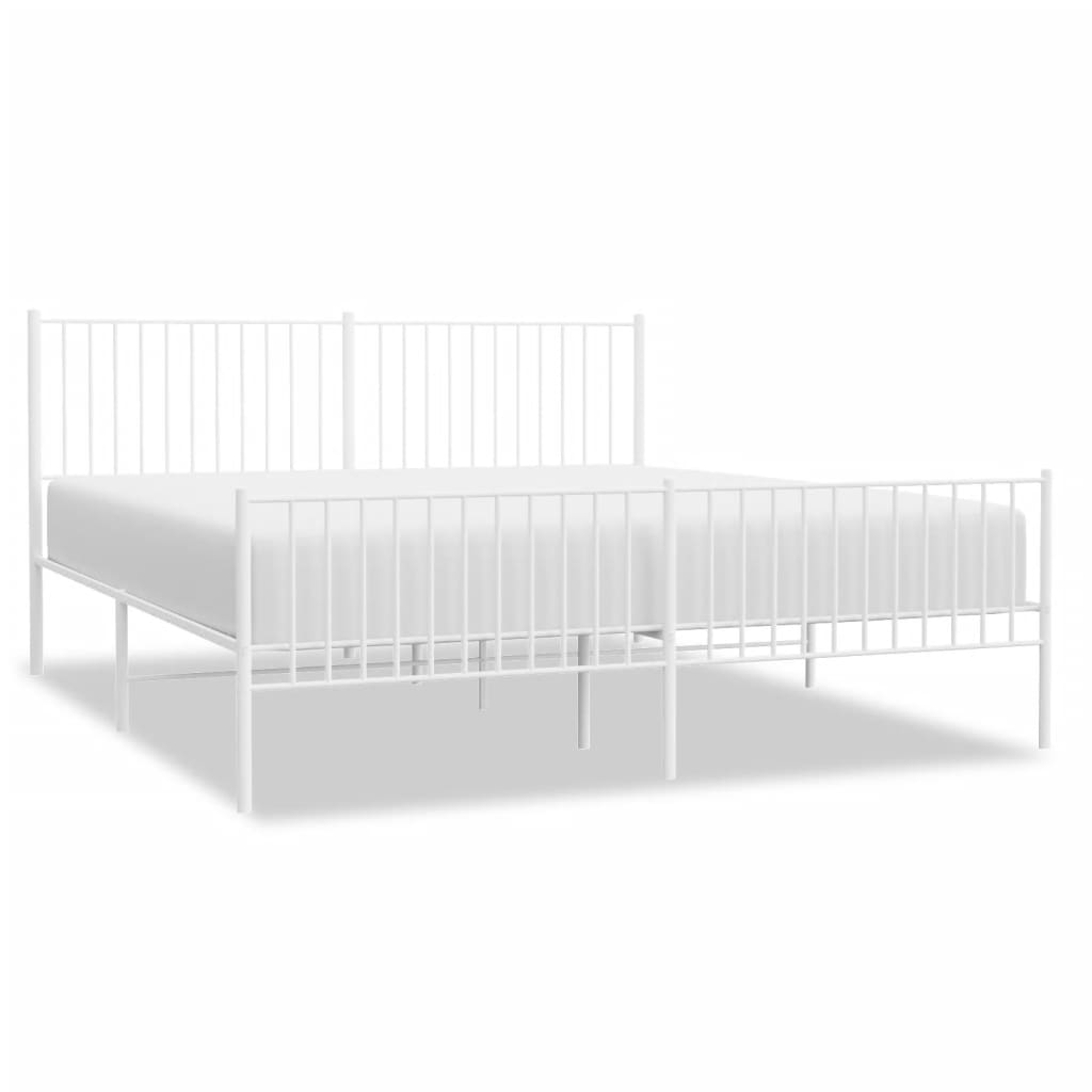 vidaXL Cadru de pat metalic cu tăblie de cap/picioare, alb, 183x213 cm
