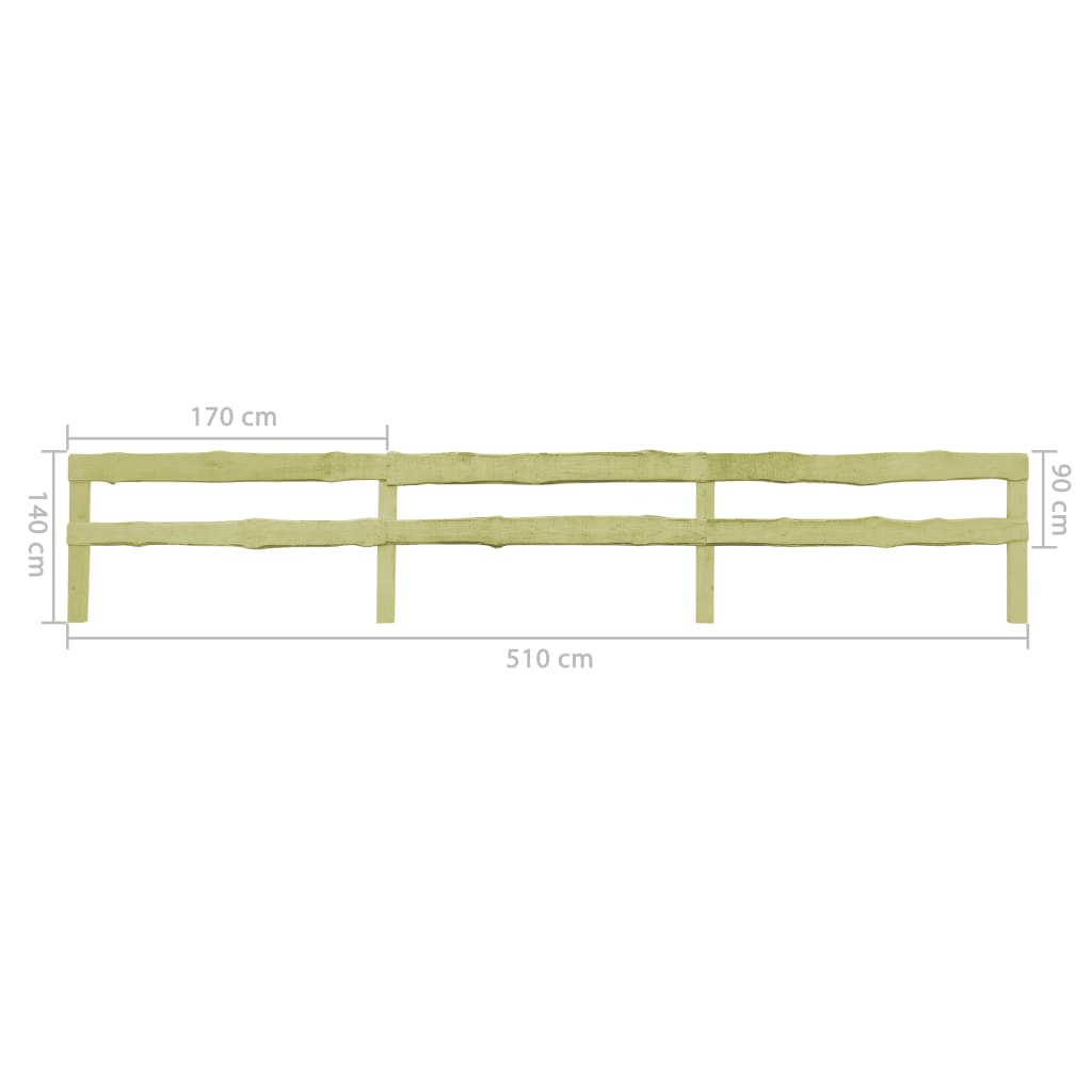 vidaXL Gard de grădină cu 2 traverse, 90x510 cm, lemn de pin tratat