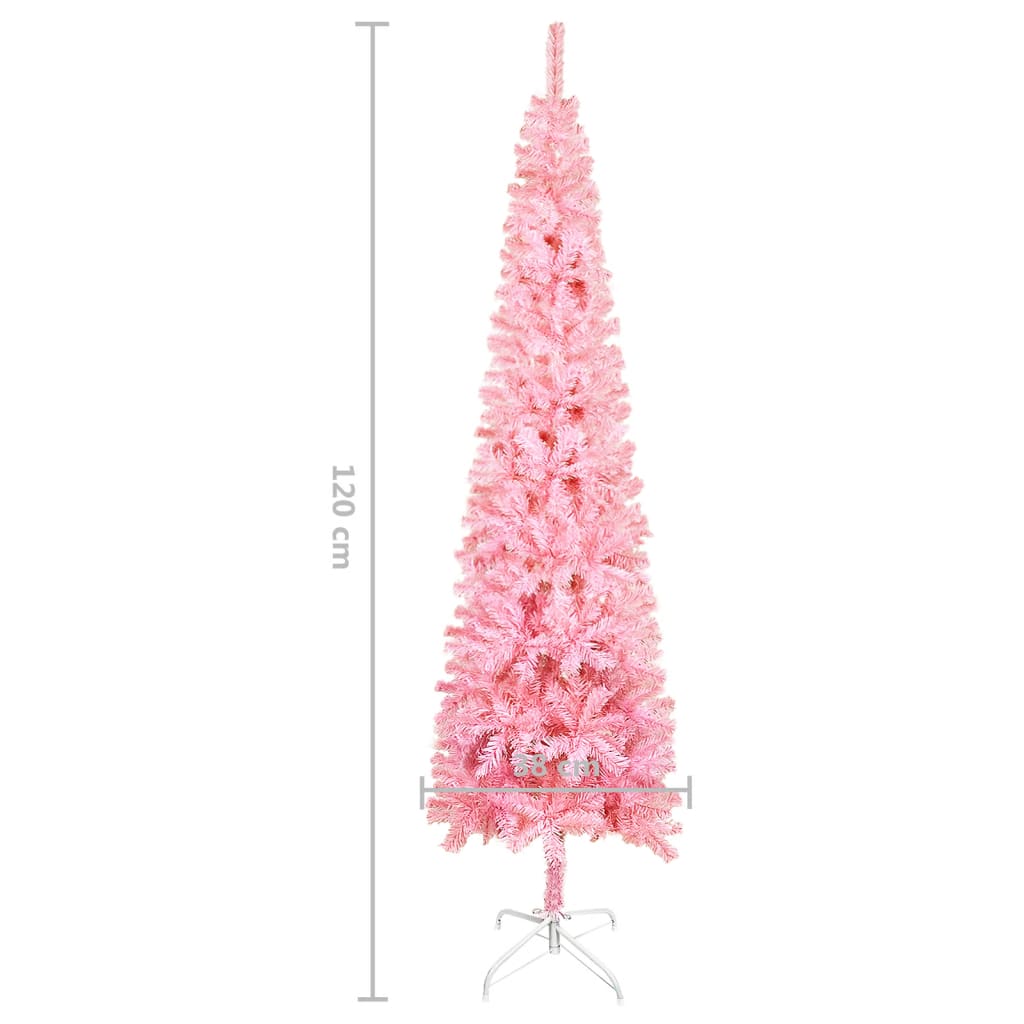 vidaXL Brad de Crăciun artificial subțire, roz, 120 cm