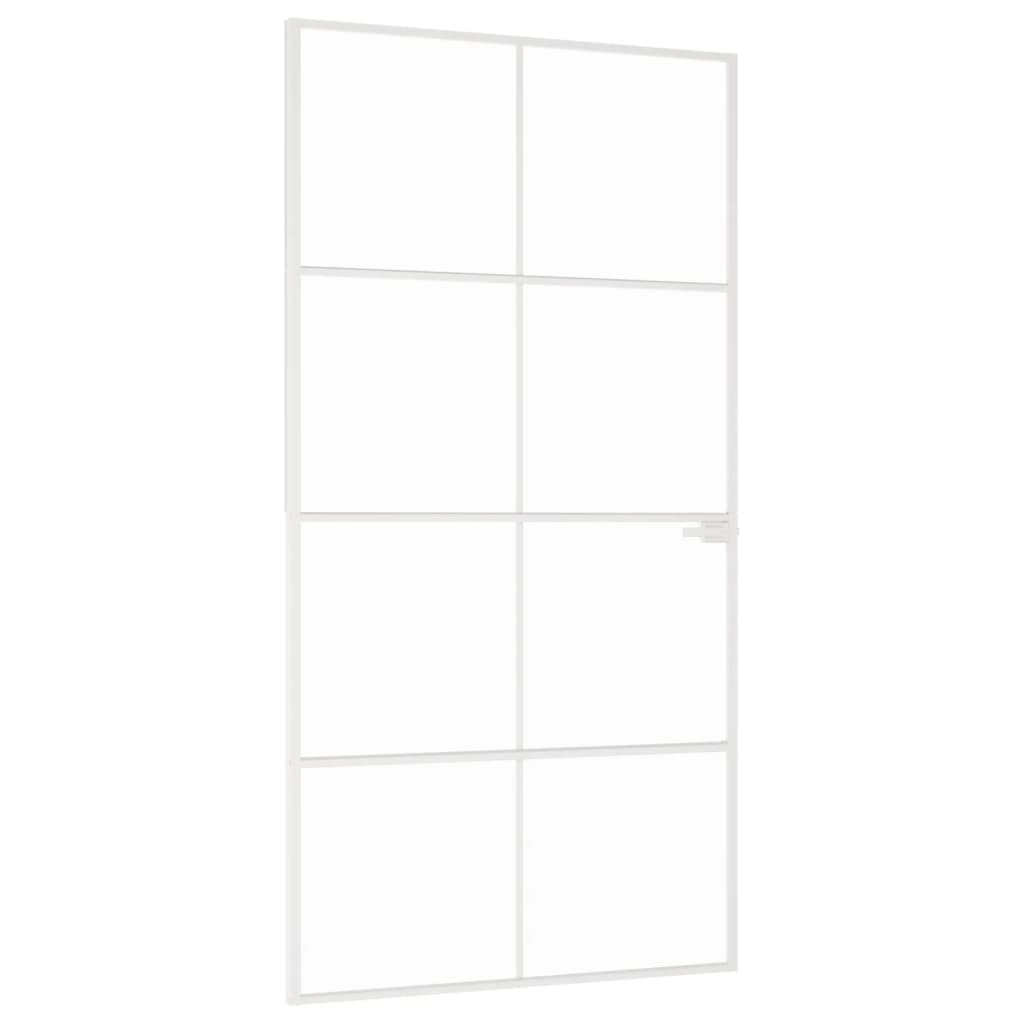 vidaXL Ușă de interior alb 102x201,5 cm sticlă securiz./aluminiu slim
