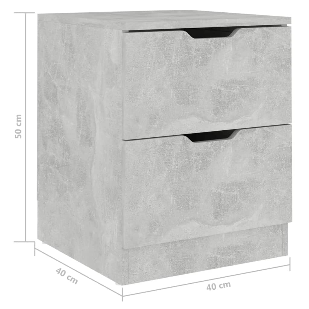 vidaXL Dulapuri noptieră, 2 buc., gri beton 40x40x50 cm, PAL