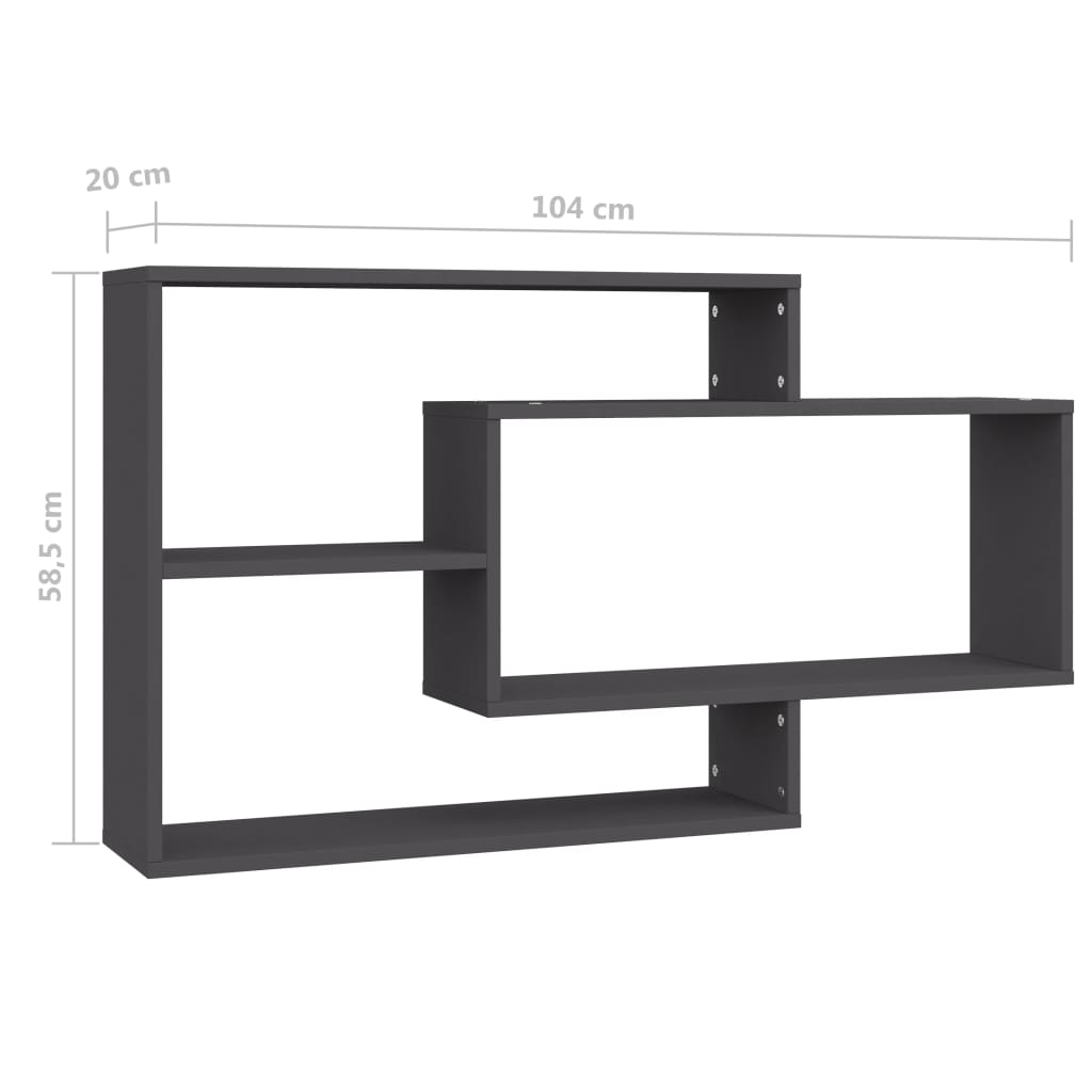 vidaXL Rafturi de perete, gri, 104x20x58,5 cm, PAL