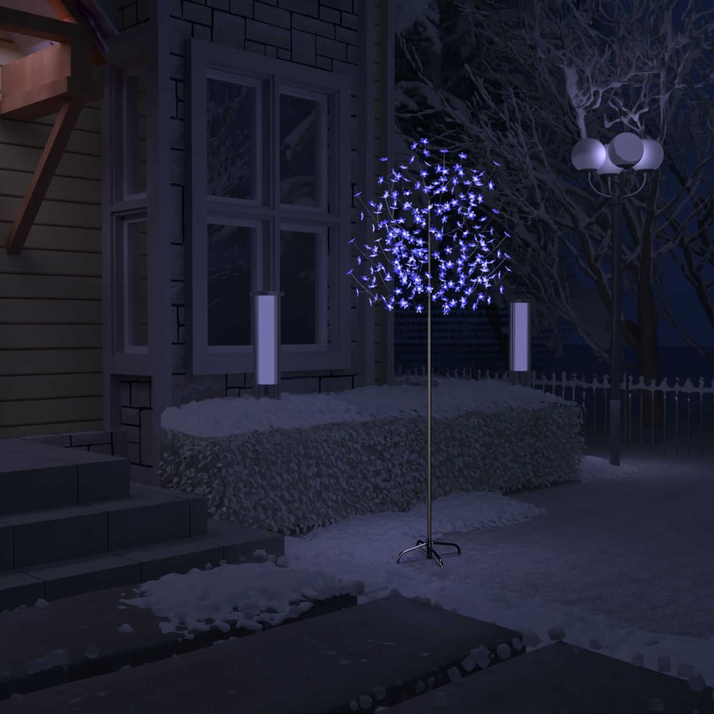 vidaXL Pom Crăciun 220 LED-uri lumină albastră, flori de cireș, 220 cm