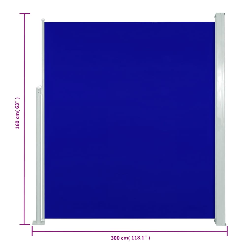 vidaXL Copertină laterală retractabilă de terasă, albastru, 160x300 cm