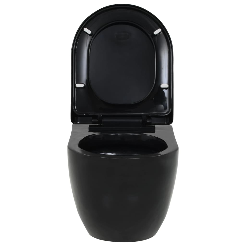 vidaXL Vas de toaletă cu montare pe perete, ceramică, negru