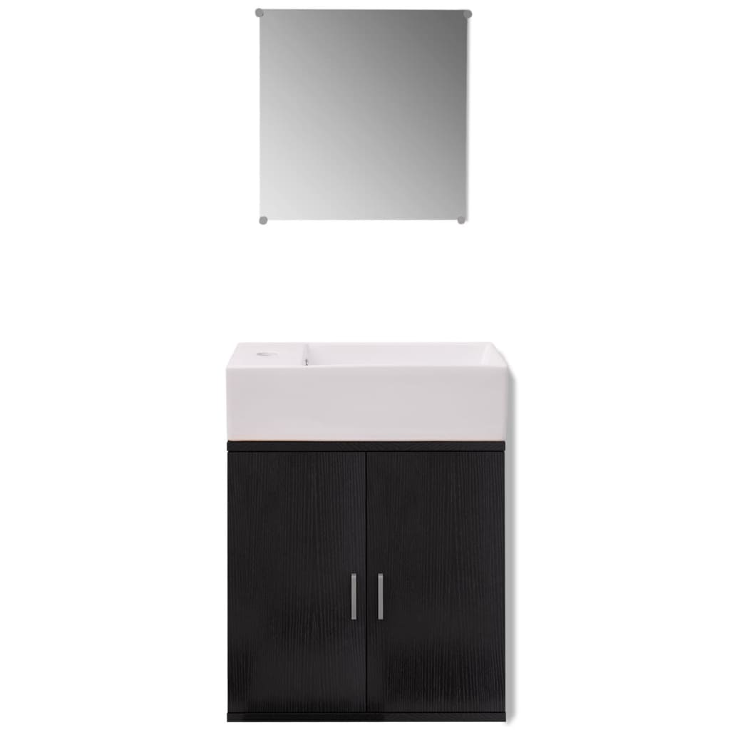 vidaXL Set mobilier baie format din 3 piese cu chiuvetă inclusă, Negru
