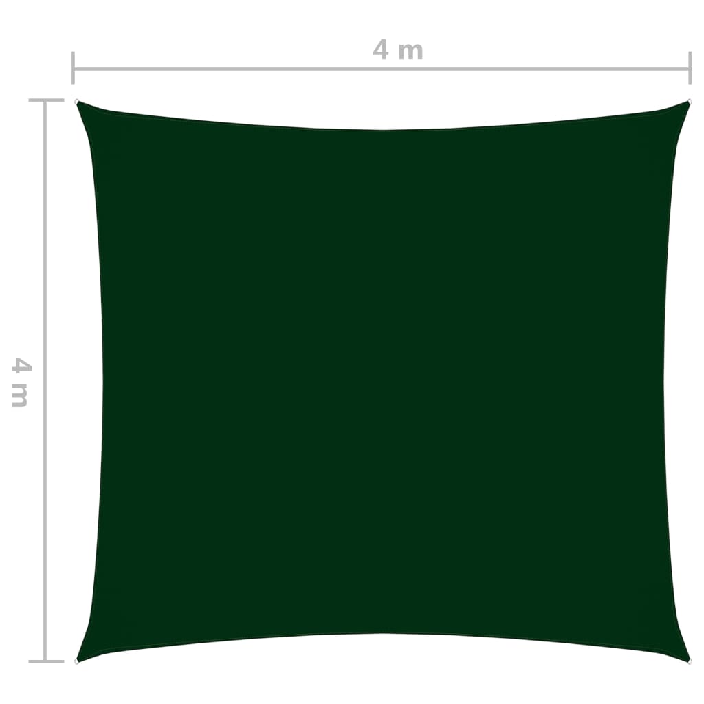 vidaXL Pânză parasolar, verde închis, 4x4 m, țesătură oxford, pătrat