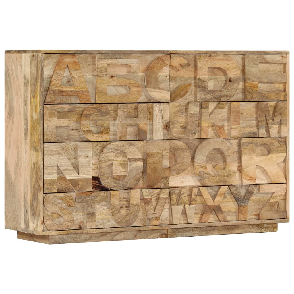 vidaXL Comodă alfabet cu 6 sertare, 120x35x79 cm, lemn masiv de mango