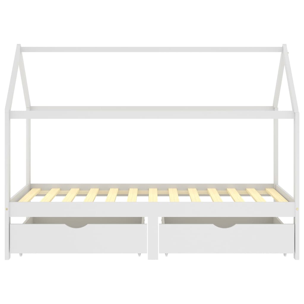 vidaXL Cadru de pat copii cu sertare alb 90 x 200 cm lemn masiv de pin