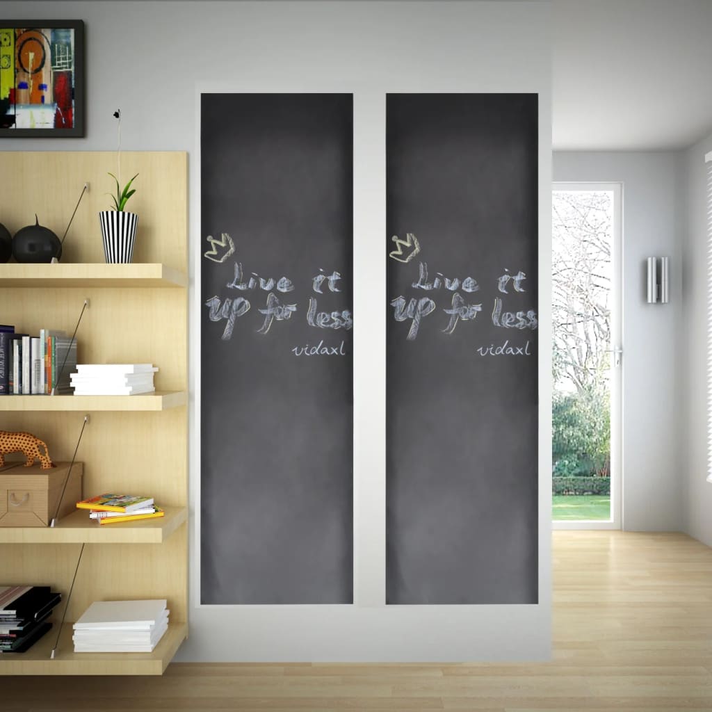 Autocolant pentru perete, design tablă, 0,6 x 3 m, 2 buc + cretă